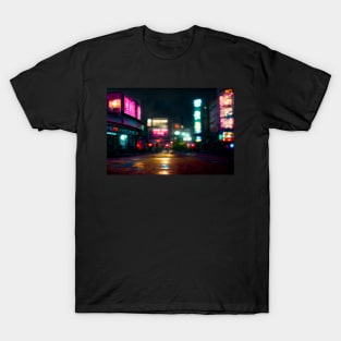 Tokyo City Street View With Neon signs / Tokyo, Japan T-Shirt